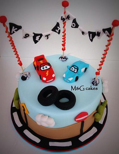 McQueen and Sally from Cars movie - Cake by M&G Cakes