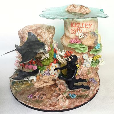 Scuba diving with manta ray - Cake by Dsweetcakery