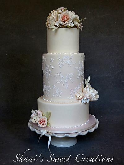 Ivory & Blush Romance - Cake by Shani's Sweet Creations