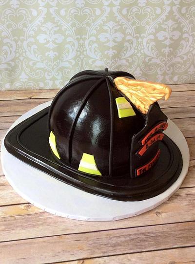 Groom's  Fireman Helmet Cake - Cake by Colormehappy
