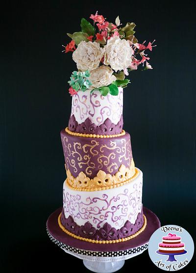 Topsy Turvy Wedding with David Austin Roses  - Cake by Veenas Art of Cakes 