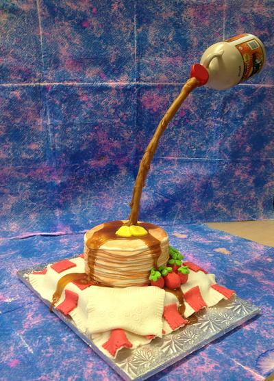 Stack of pancakes illusion cake.  - Cake by Lilissweets