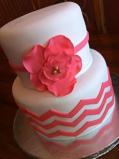 Coral Chevron - Cake by Kendra
