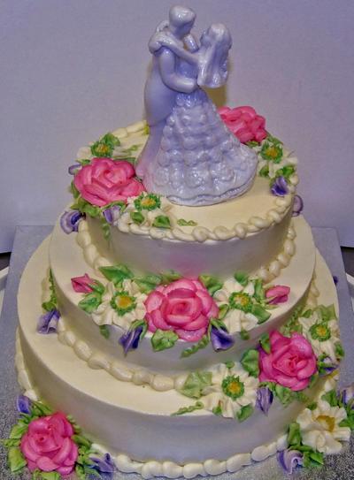 Small Buttercream wedding cake. - Cake by Nancys Fancys Cakes & Catering (Nancy Goolsby)