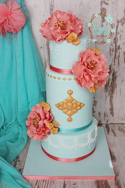 Coral Mint Weddingcake - Cake by The Velvet Cakes