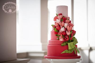 Sugar tulips wedding cake - Cake by Cofetaria Dana