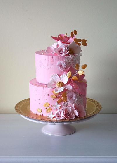 Pink and gold girl bday cake - Cake by Anastasia Krylova