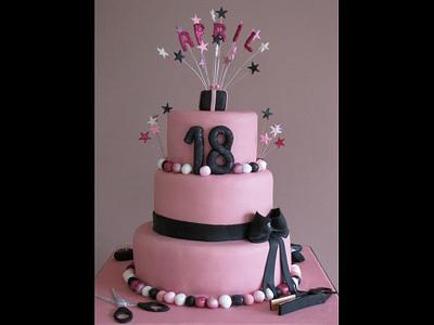 18th hairdressing themed cake - Cake by Natalie Wells