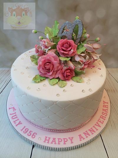 Fuchsia diamond anniversary cake - Cake by Elaine - Ginger Cat Cakery 