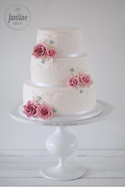 Pink roses with a touch of mint - Cake by Cakes by Jantine