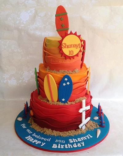 Bold and bright Beach theme  - Cake by Cakes for mates