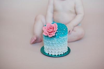 Ombre smash cake with pink sugar rose - Cake by Mandy