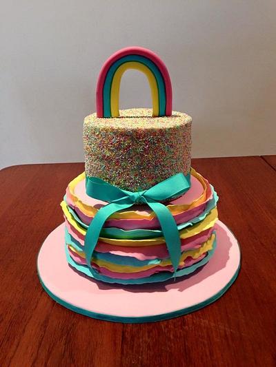 Rainbow ruffle cake - Cake by Nadiaa