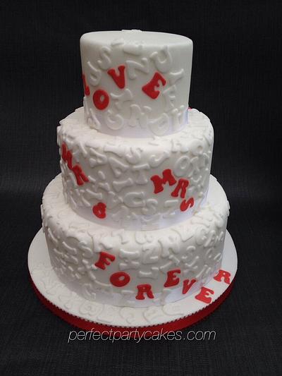 Message on a Wedding Cake  - Cake by Perfect Party Cakes (Sharon Ward)