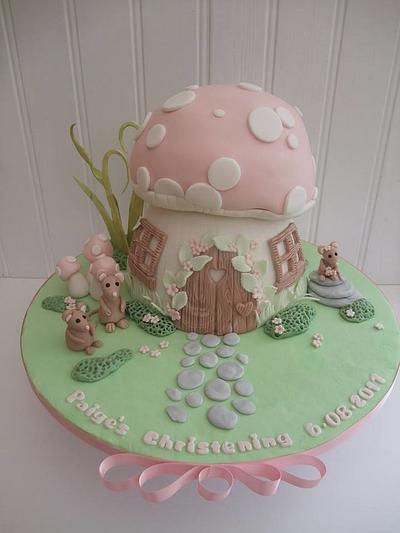 Toadstool cake with a family of mice  - Cake by The Stables Pantry 
