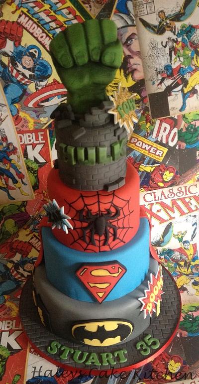 Superheroes themed cake!  - Cake by haley