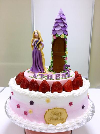 Rapunzel Topper on Strawberry cream cake - Cake by Grazie cake and sugarcraft studio