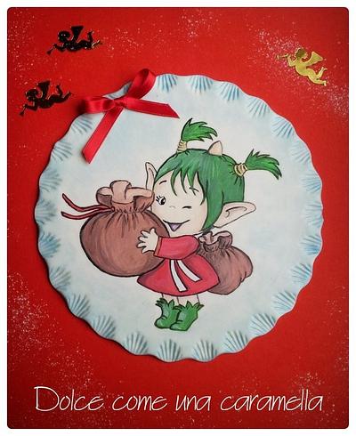 Plate Christmas sugar paste and hand painted - Cake by Dolce come una caramella