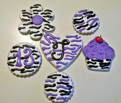 Zebra striped birthday cookies - Cake by  Pink Ann's Cakes