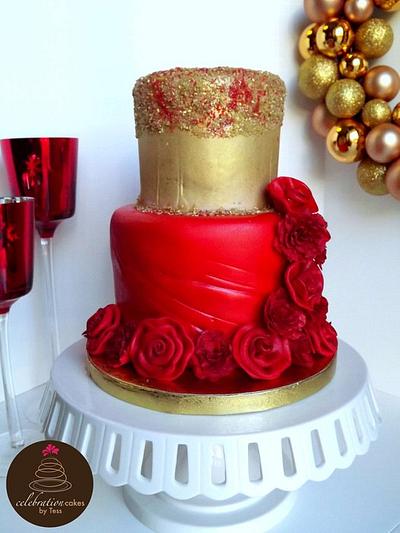 Red and Gold Fashion Inspired Sweet 16 Birthday Cake - Cake by Maria