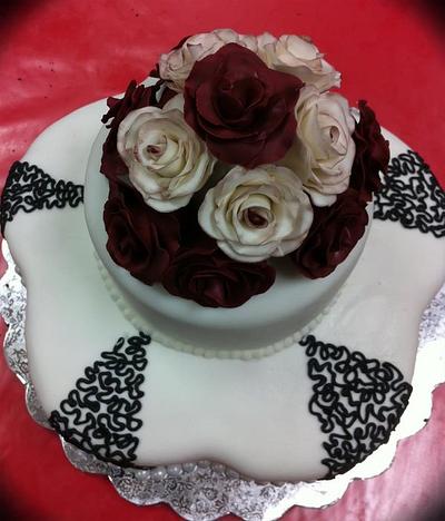 roses and corneli lace cake - Cake by Megan Cazarez