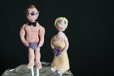 Funny Bride & Groom toppers! - Cake by Sue