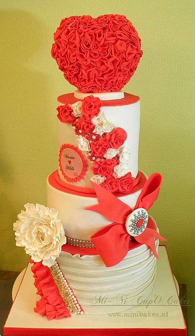 White&Red Ruffles - Cake by Noni Wardani