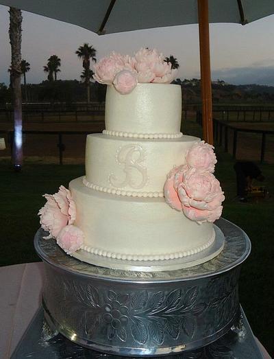 Blush Rose Peony & Ivory Wedding - Cake by Cheryl's Creative Cakery