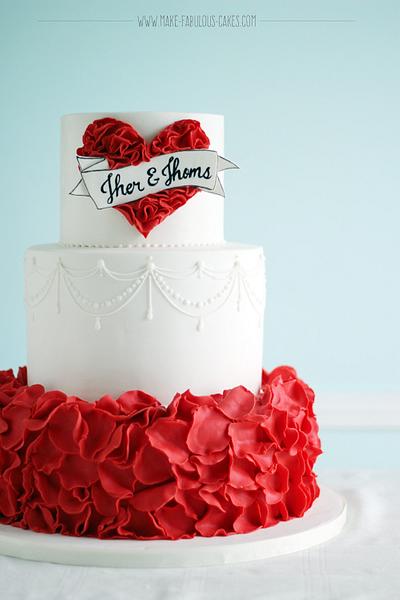 Red Vintage Wedding Cake - Cake by Make Fabulous Cakes