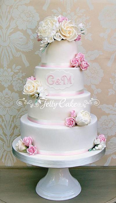 Summer Blooms Wedding Cake - Cake by JellyCake - Trudy Mitchell