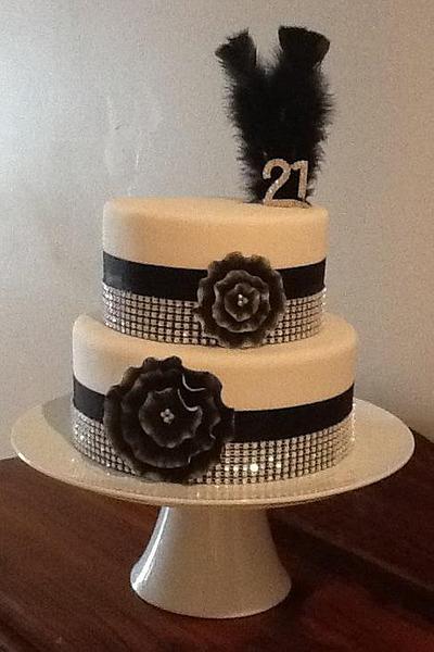 Black, White & Bling 21st Cake - Cake by Kim Jury