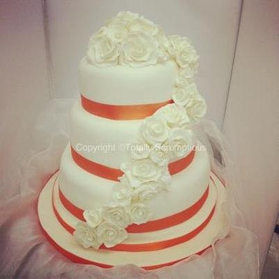 Burnt Orange and Ivory Wedding Cake - Cake by Totally Scrumptious
