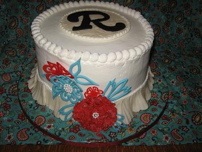 Red and turquoise birthday - Cake by all4show