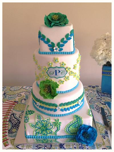 Blue & Green Love - Cake by Pink Daisy Cakes