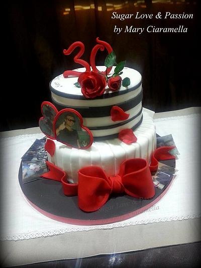 30th Birthday Cake (black and white stripes) - Cake by Mary Ciaramella (Sugar Love & Passion)