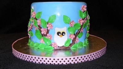Baby owl in cherry tree - Cake by Laurie