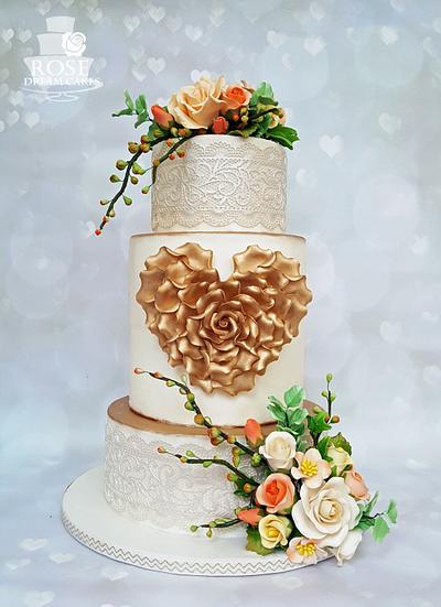 Spring Heart Wedding Cake - Cake by Rose Dream Cakes