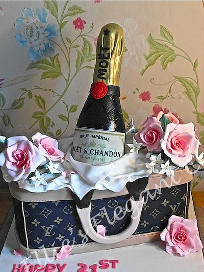 Classic bag and Champaign cake - Cake by Ellie @ Ellie's Elegant Cakery