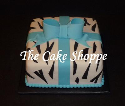 Zebra print gift box cake - Cake by THE CAKE SHOPPE