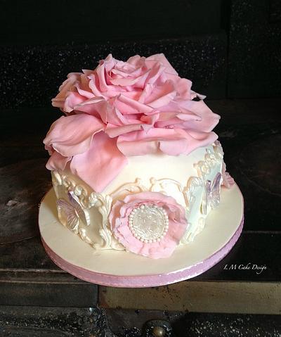 Vintage Rose Cake 99th - Cake by Lisa Templeton