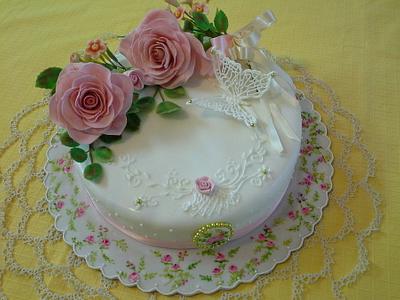 torta con rose e farfalla - Cake by anna