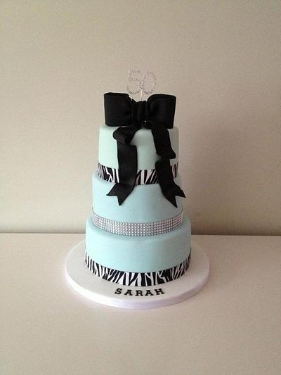 50th birthday 3 tier in tiffany blue  - Cake by Tillymakes