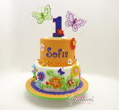 Flowers and butterflies ... - Cake by Cynthia Jones