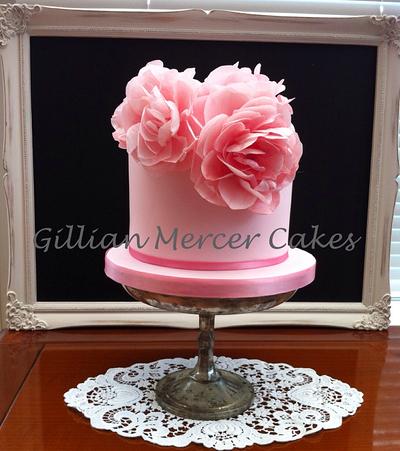 Wafer paper peonies cake - Cake by Gillian mercer cakes 