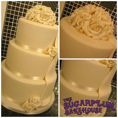 3 Tier Ivory Draped Wedding Cake - Cake by Sam Harrison