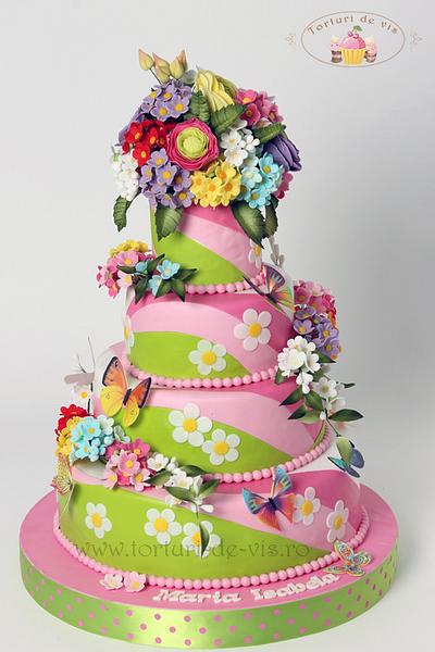 Baptism cake with butterflies and flowers - Cake by Viorica Dinu