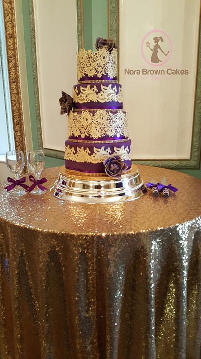 Purple and gold wedding cake  - Cake by Nora Brown Cakes 