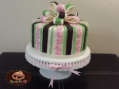 Pink & Brown Baby Girl  Cake - Cake by sweetsforall