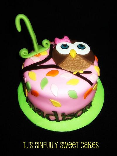 Owl 1st Birthday Cake and Cupcakes - Cake by Tyla Mann