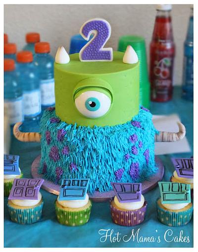 Monsters Inc cake and cupcakes - Cake by Hot Mama's Cakes